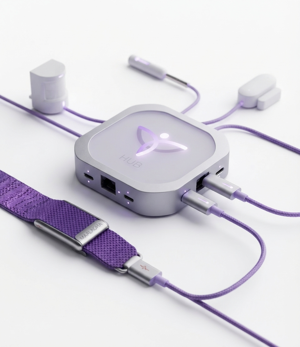 Maalagha care hub connecting the band and home sensors